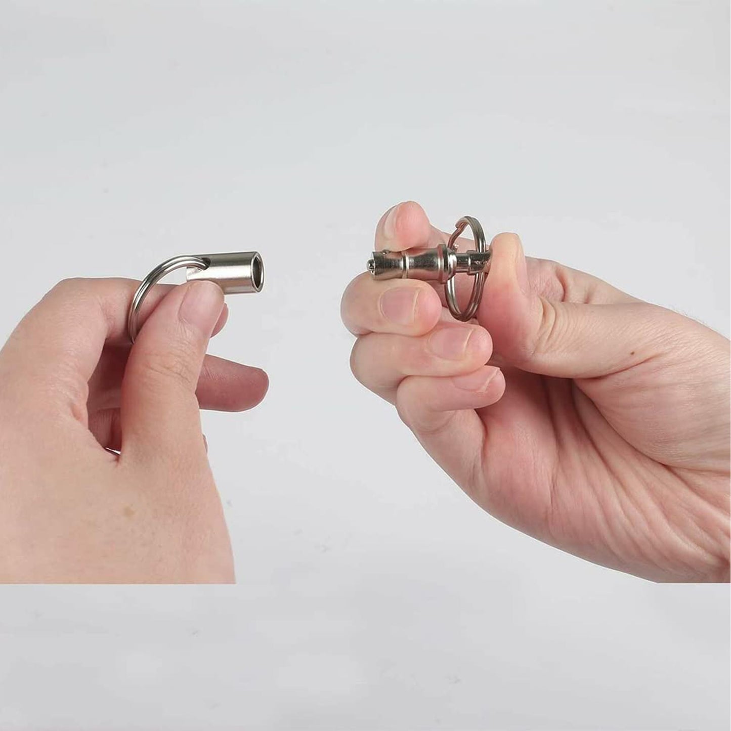 Quick Release Detachable Pull Apart Keychain Key Rings Clip Double Spring Split Snap Seperate Lock Holder Silver (4PCS)