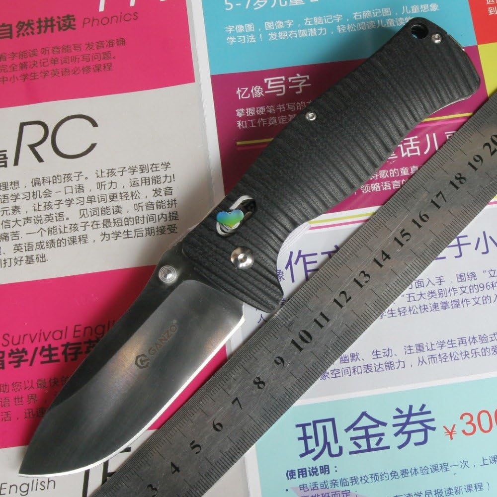 Ganzo G720-GR Tactical Folding Knife Window Breaker 440C Blade Army Green G10 Handle w/Paper Box & Draw String Bag G720