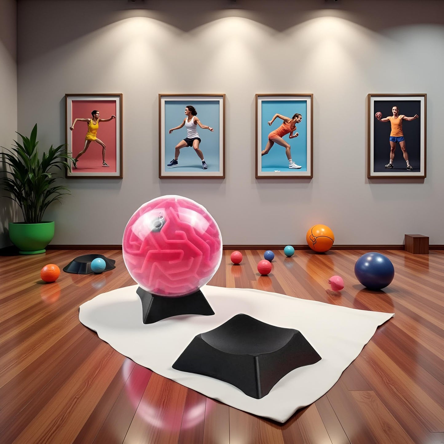1Pc Black Ball Stand Display Stand,Stability Stand for Basketball Football,Memorabilia Display and Storage Cases,Exercise Ball Chair Stand Base,Sport Ball Display Rack,Soccer Ball Display Stand Holder