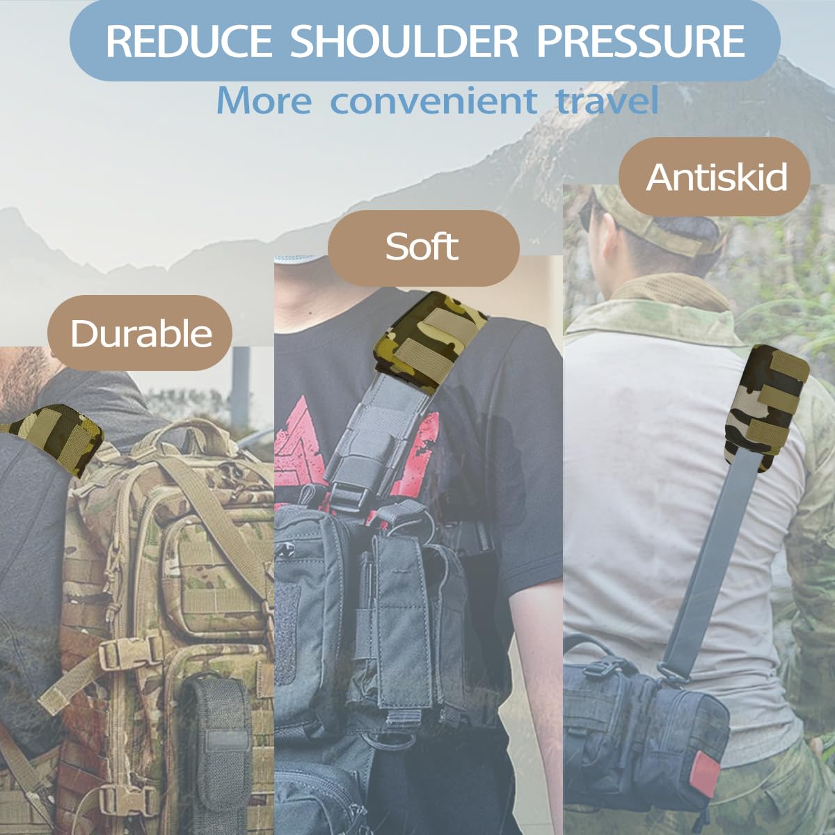 2Pcs Thick Cushioned Shoulder Pads, Featuring Anti-Slip Design and Breathable Mesh,Extra Wide Padding for Shoulder Straps and Luggage Belts,Soft and Comfortable for Enhanced Support,Camouflage Green