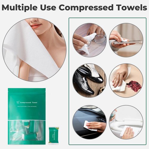 Disposable Towel Compressed Towel, Disposable Face Compressed Towels Large Size Coin Tissue Portable Washcloth Reusable for Travel Camping Hiking Outdoor Sports Beauty Salon SPA 20 Pcs