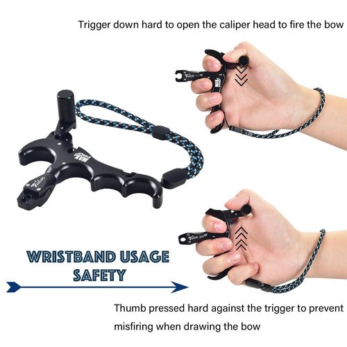 Tatoc Bow Release Thumb Archery 360° Rotatable Thumb Release for Compound Bow 4 Finger Release-Bow Trigger (Black)