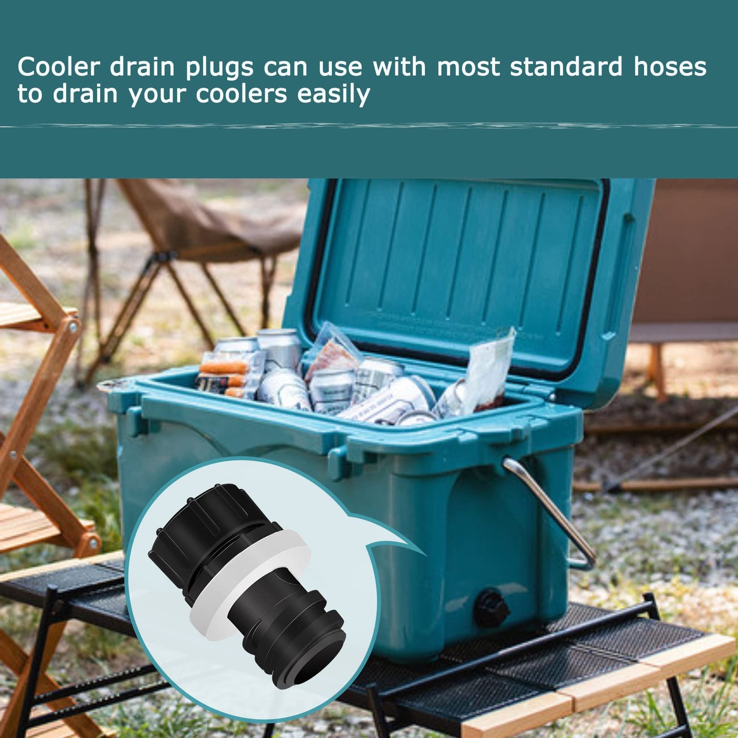 Cooler Drain Plug Hose Connection Compatible with Yeti Cooler,Cooler Drain Plug Replacement for Yeti's Line of Roadie, Tundra, and Tank Coolers,Coolers Leak-Proof Accessories