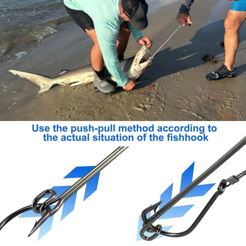 2 Pack Stainless Steel Fishing Hook Remover,Push/Pull Hook Remover,Dehooker Tool,Anti-Lost Saltwater Dehooker Tool Shark Hook Remover (17")
