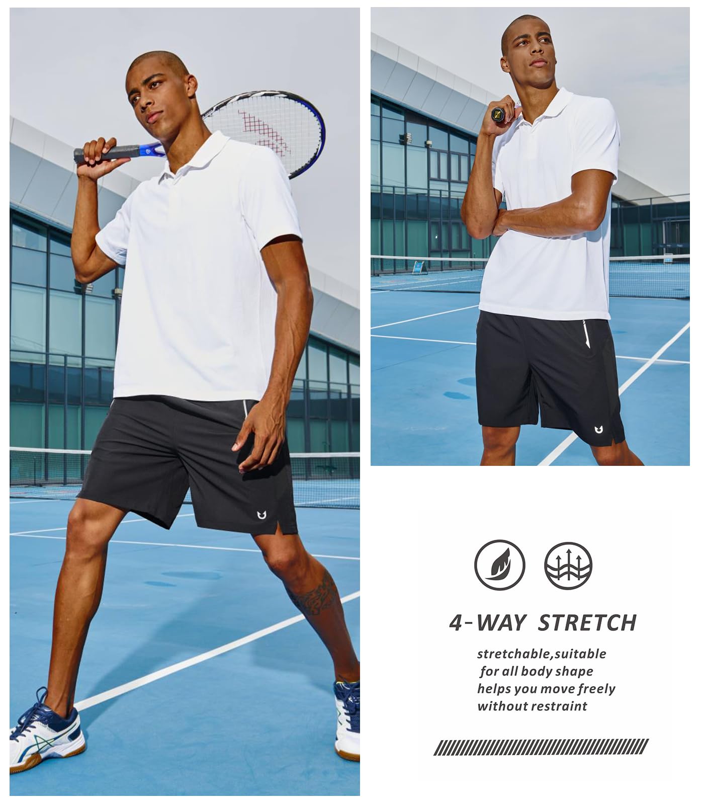 NORTHYARD Men's Running Athletic Shorts 5"/ 7"/ 9" Workout Gym Short Tennis Quick Dry Active Sport Hiking Basketball-7'' Black-L