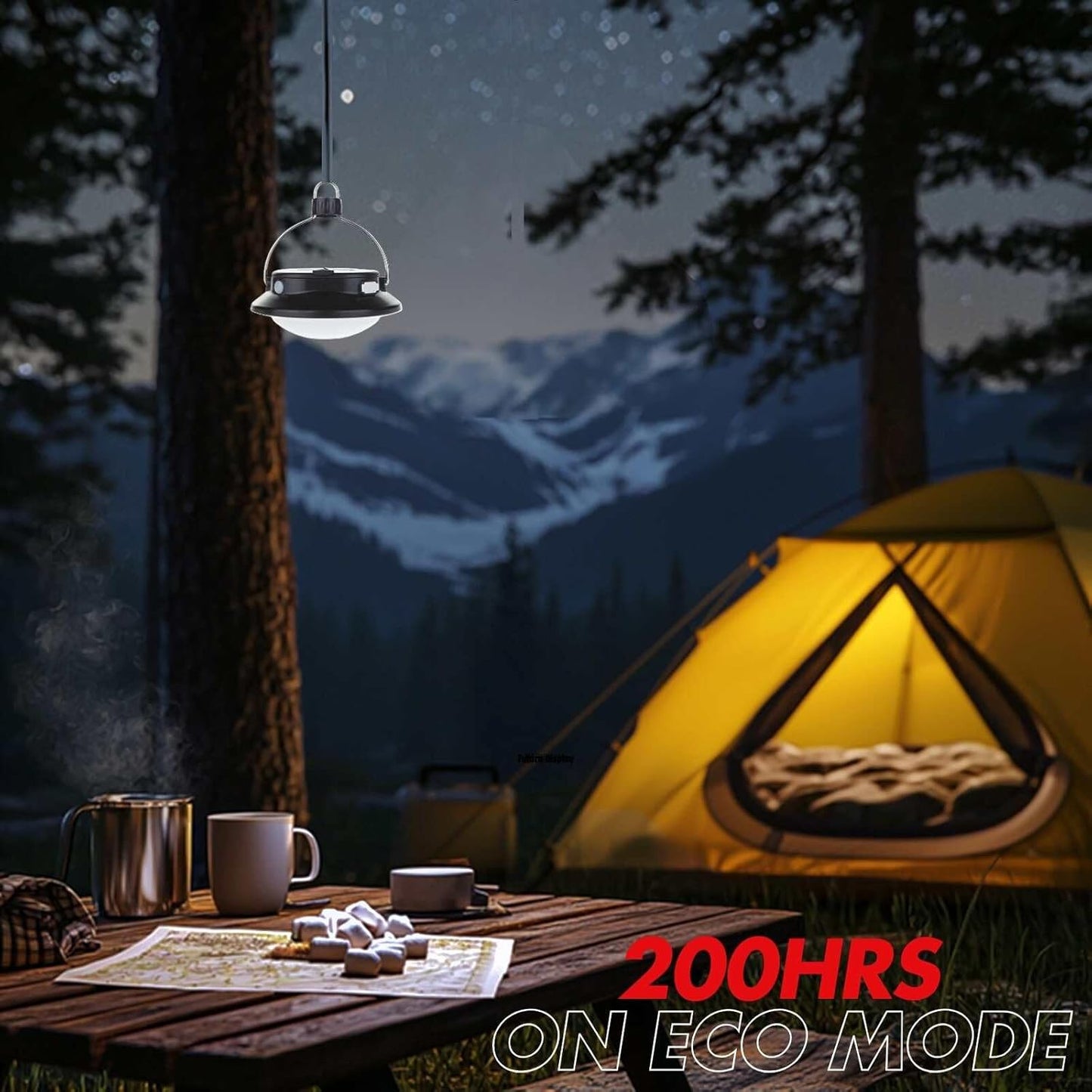 3000LM Rechargeable UFO Camping Lantern - Portable, Waterproof Tent Light with 200h Runtime for Emergencies & Outdoor Use