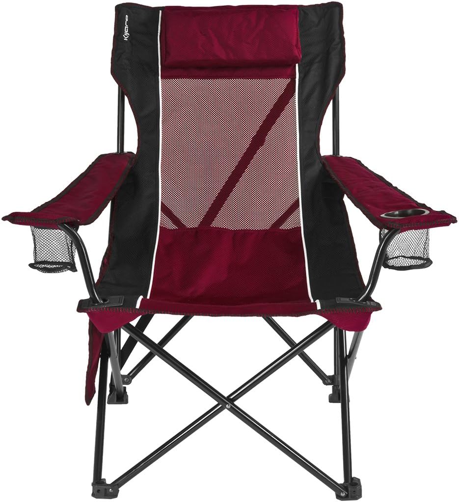 Kijaro Sling Folding Camping Chair - Enjoy The Outdoors in This Outdoor Chair with a Built-in Cup Holders and Side Organizer OR Side Cooler - Includes a Detachable Pillow