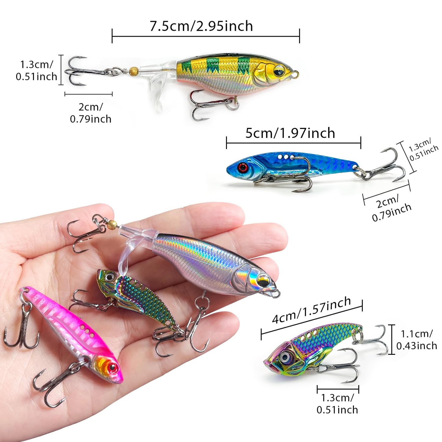 Fishing Lures Kit, 10 PCS Top Water Fishing Lures with Propeller, Soft Plastic Fishing Hooks for Freshwater or Saltwater, 6g and 7g