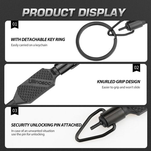 Ullnosoo Handcuff Key, 2 Pcs Standard Hand Cuff Key for Law Enforcement Accessories, Police Gear, 4" Flat Knurled Swivel Key with Detachable Keyring