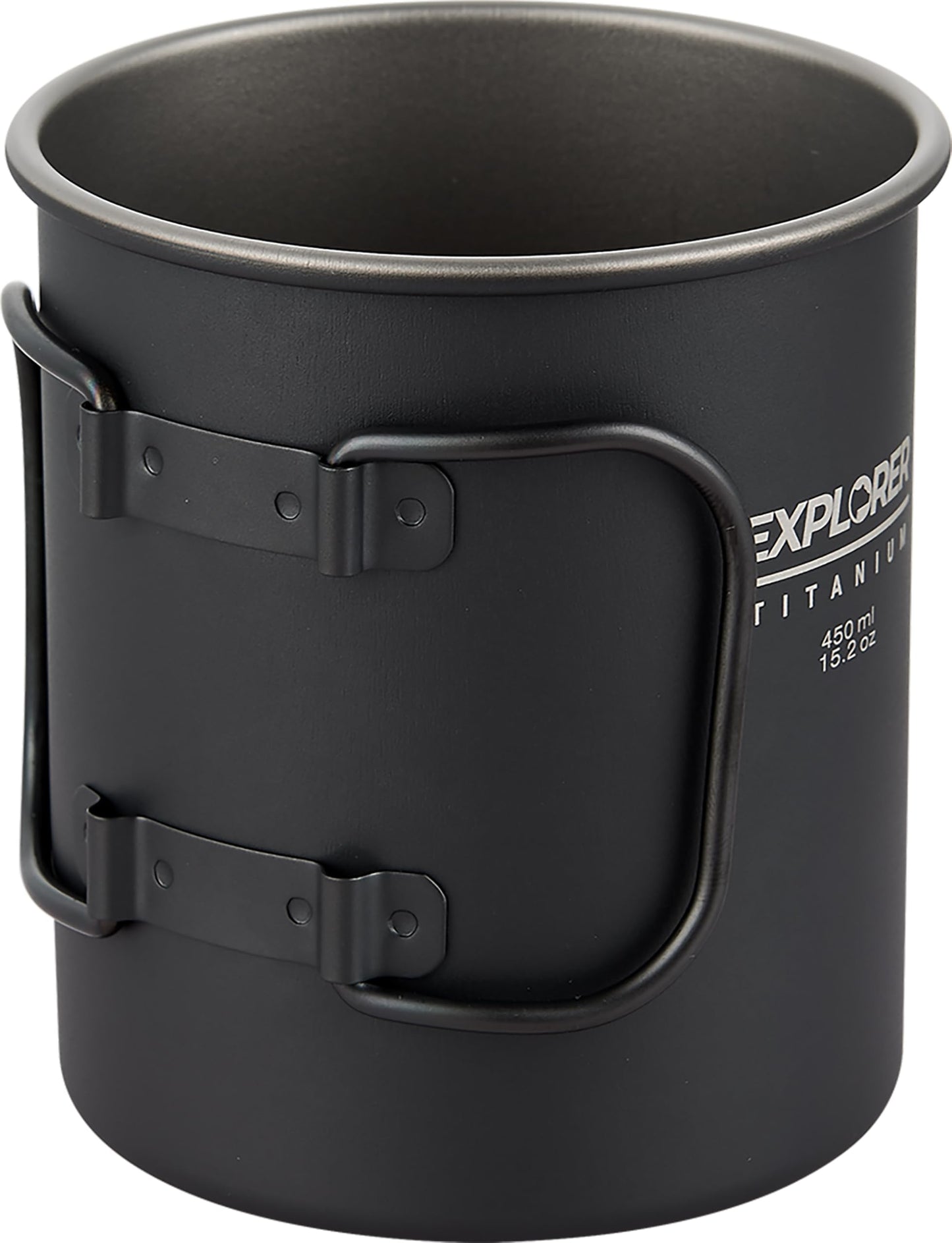 Explorer Bear Black Titanium Foldable Handle Camping Cup, 15.2 oz, 450 ml