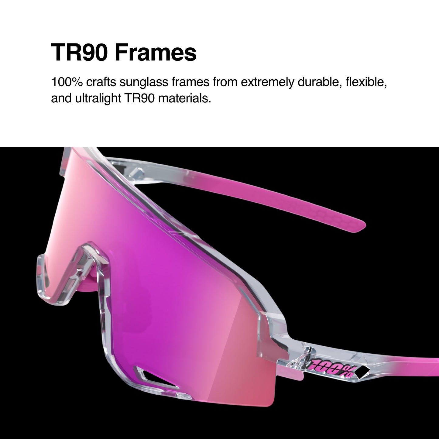 100% Slendale Sunglasses - Polished Translucent Grey; Purple Multilayer Mirror