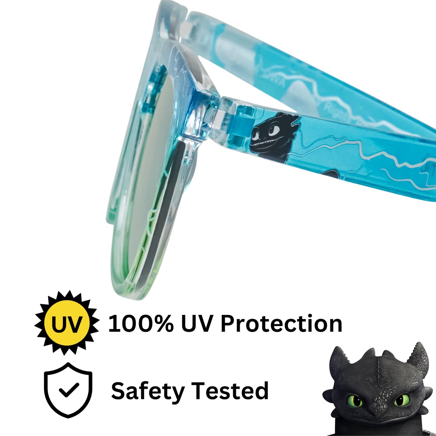 Arkaid Official How to Train Your Dragon Sunglasses for Kids | Light Blue and Green Classic Shades | UV 400 | One Size Fits Most Kids