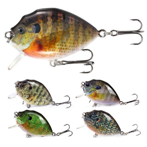 YIWENG Fishing Lure, 5PCS Fishing Lures 6cm 15g Mini Wobbler Fishing Lure Artificial Hard Bait Crankbait with Tackle Box for Fish Bass Fishing Tackle