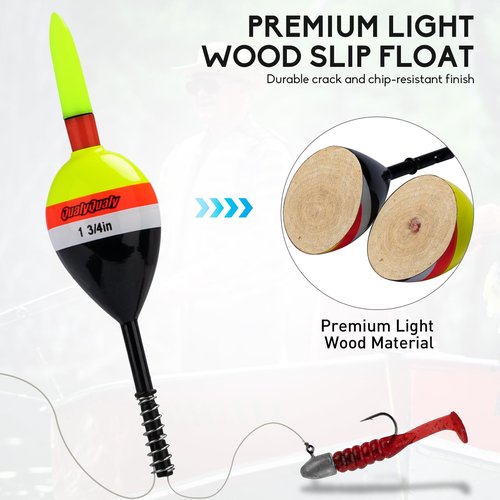 QualyQualy 4PCS Lighted Slip Bobbers Fishing Floats Glow in The Dark Spring Bobber for Crappie Walleyes Fishing