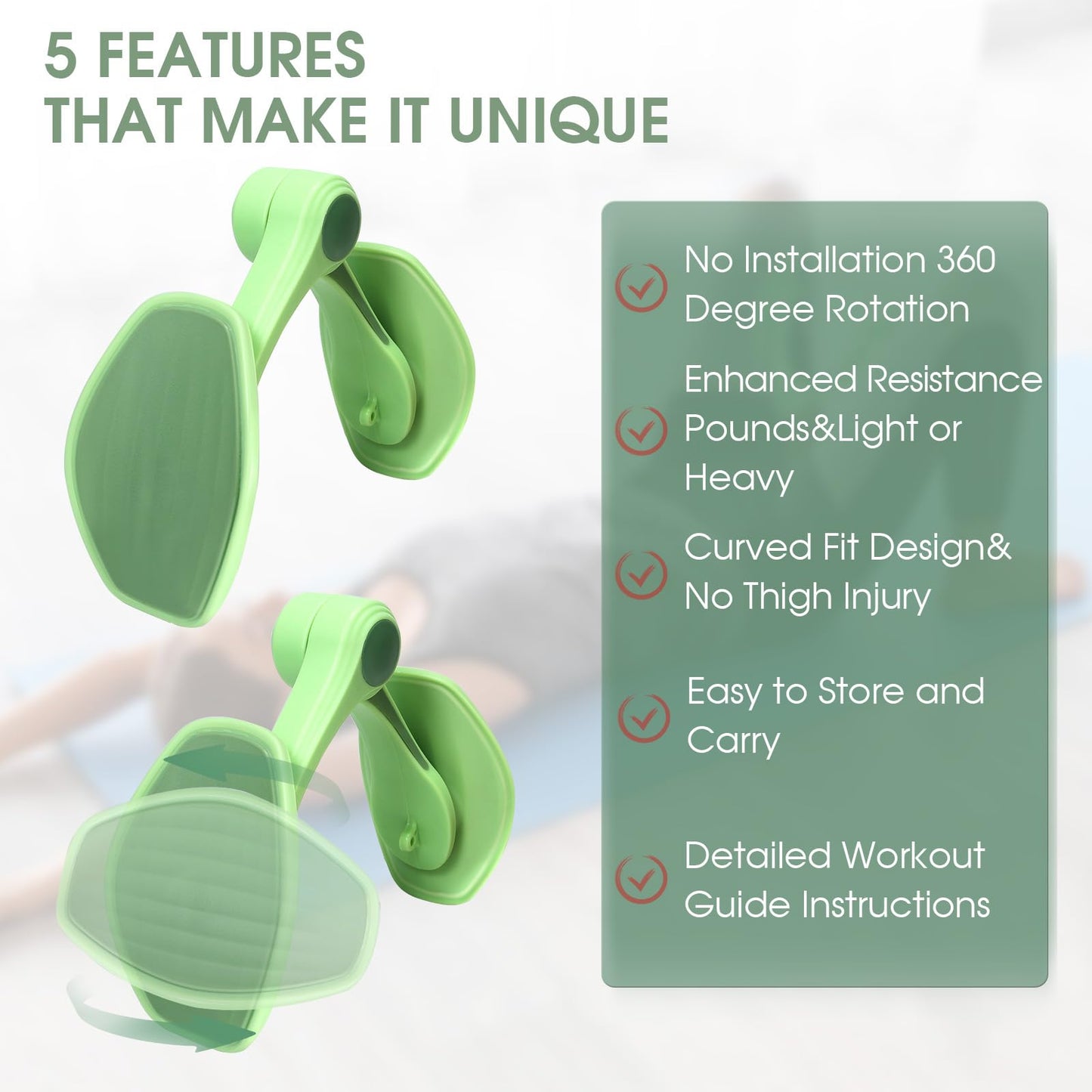 Kegel Exercise, Inner Thigh Exerciser, Thigh Exerciser, Pelvic Floor Muscle Trainer, Thigh Workout Equipment, Thigh Exerciser for Women, Kegel Tightener (Green)