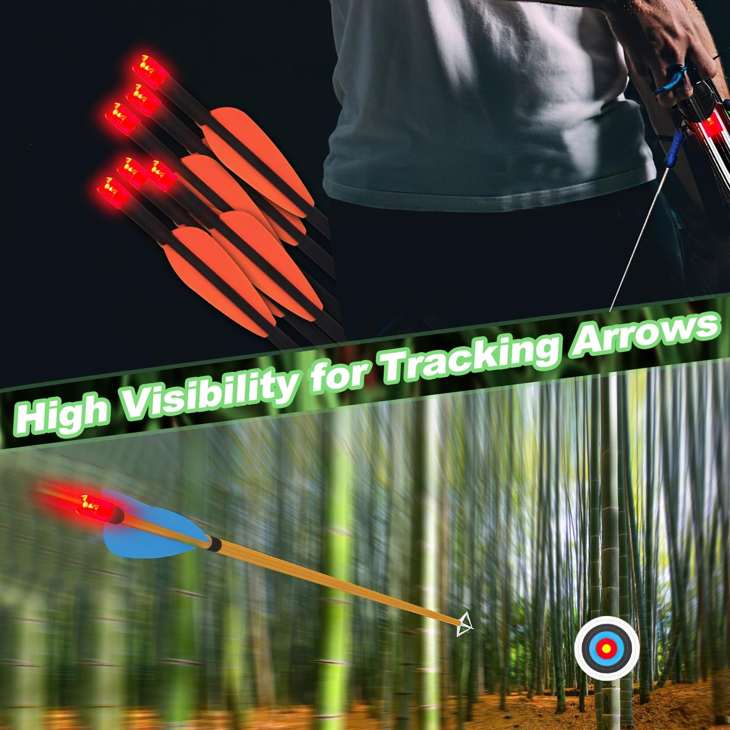 Keuaaao 6PCS Lighted Nocks for Crossbow with .285 .297 .300 .305 Bushings, Lighted Crossbow Nocks with ON/Off Switch, High-Visibility LED Crossbow Nocks, Upgrade Two-Moon Slot