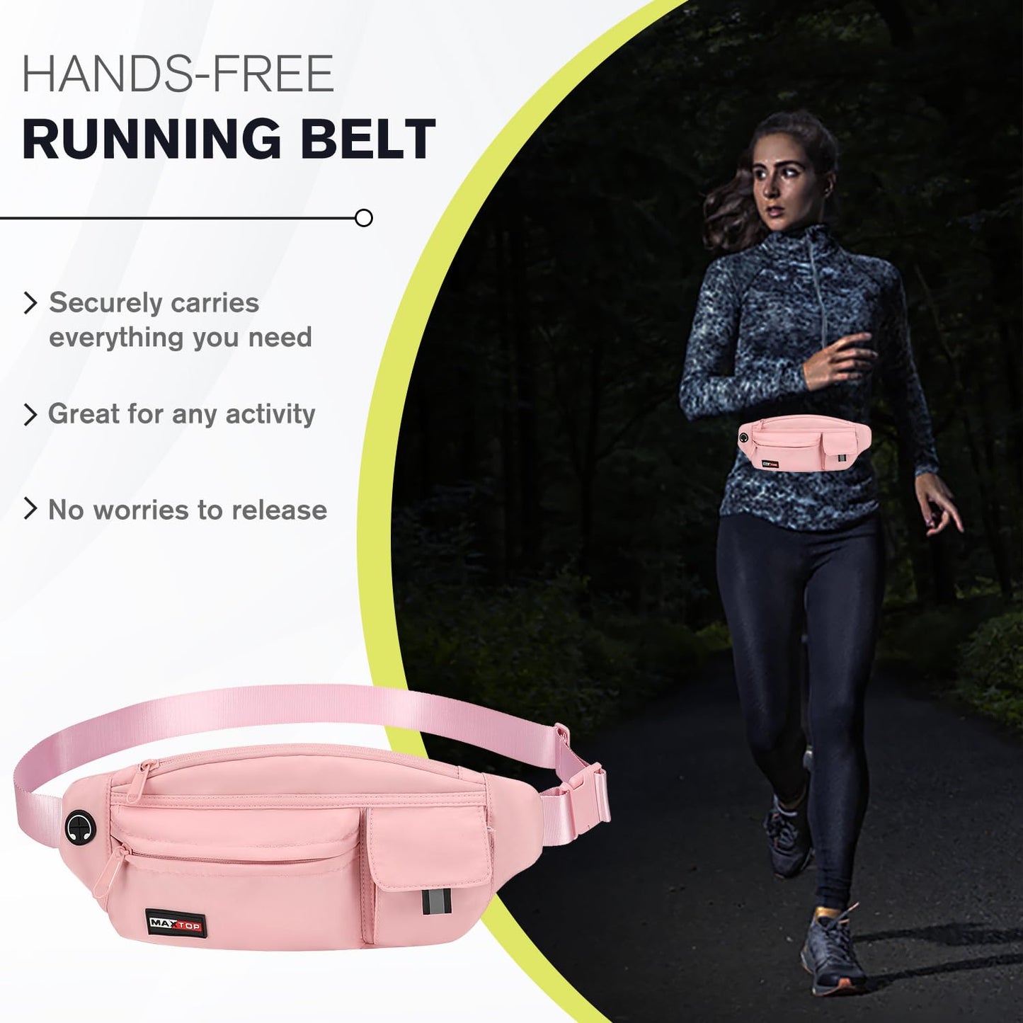 MAXTOP Fanny Pack Shoulder Bag Belt Bag with Headphone Jack Water Resistant Waist Bag Running Phone Holder for Women Yoga Gym Jogging Workout Fitness Exercise Dog Walking