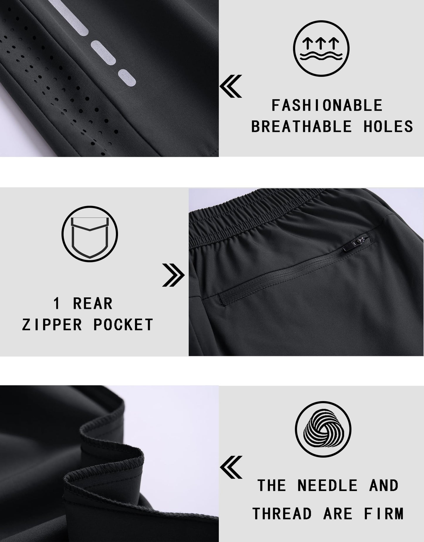 Laijar Men's Athletic Hiking Shorts 7" Quick Dry Lightweight Active Workout Running Gym Sports Shorts with Zipper Pockets Dark Gray M
