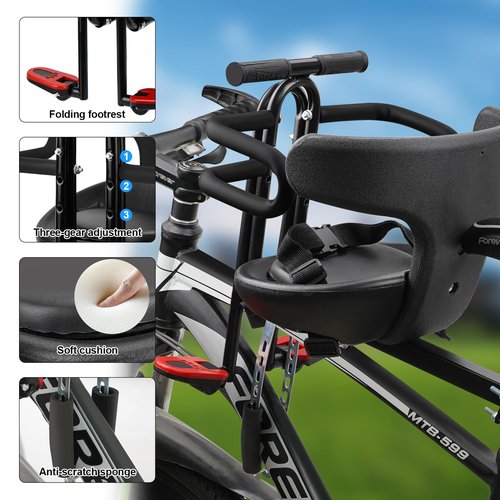 YouTeMei Baby Bike Seat Toddler Bike Seat for Adult Bike Bike Attachment for Toddlers 1-3 Front Mounted Child Bike Seat Kids Bike Seat Child Bike Seat Toddler Bike seat for Adult Bike