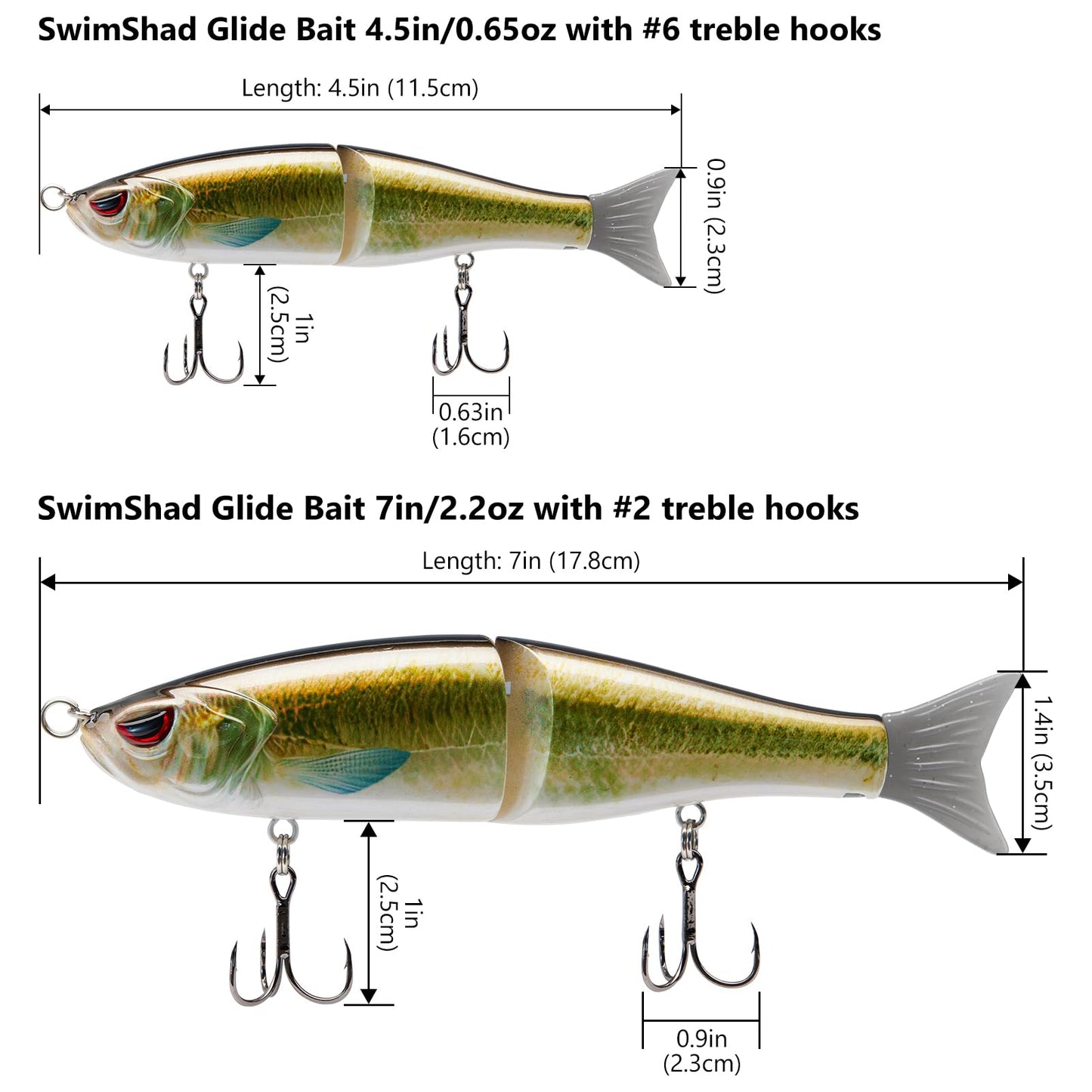 Bassdash SwimShad Glide Baits Jointed Swimbait Bass Pike Salmon Trout Muskie Fishing Lure