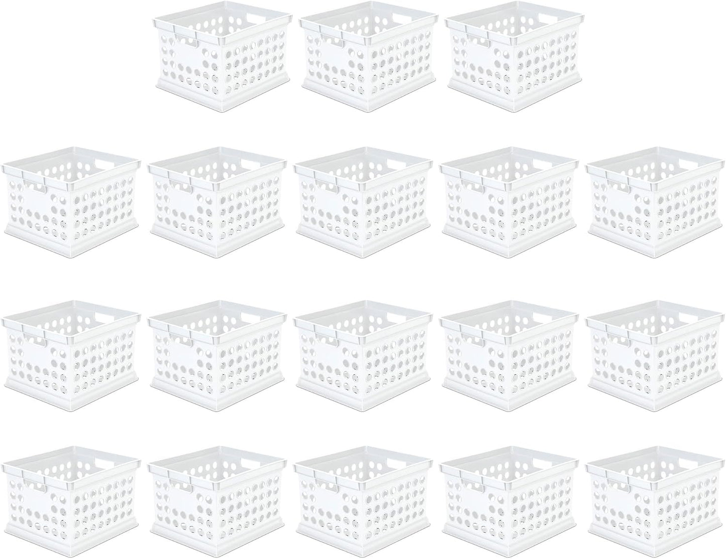 Sterilite Stackable Plastic Storage Crate Bin Organizer File Box with Handles for Home, Office, Dorm, Garage, or Utility Organization, Black, 6-Pack