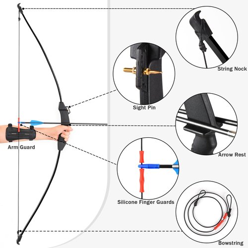 DAUPAN Bow and Arrow for Kids 8-12 10-12 12-14, 45" Youth Archery Set, Bow and Arrows Set for Adults & Teens - Beginner Longbow Toy for Indoor & Outdoor Practice