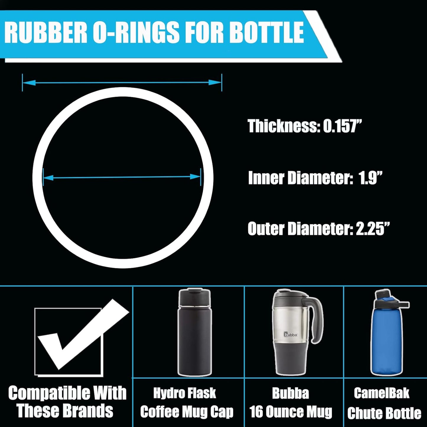 Greant 6 PCS O Ring for HydroFlask Wide Mouth Lid, 2'' to 2.3'' Rubber Seal for Hydro Flask Lid, fit Hydroflask Gasket Replacement, 3 Sizes for Different Lids