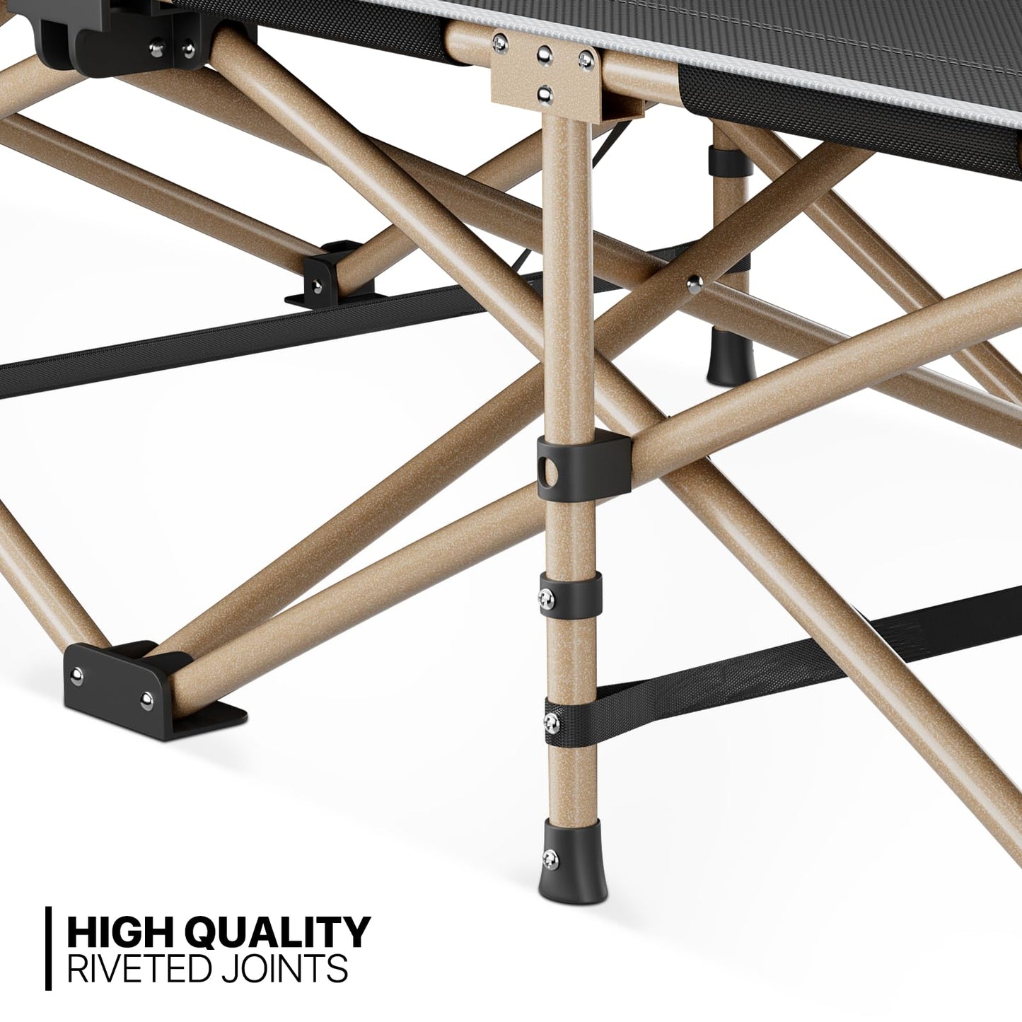 MoNiBloom Folding Sleeping Cot for Adults, Easy to Set Up Portable & Lightweight Camping Cot for Outdoor Camping, Lounging and Elevated Napping, Support 360 lbs, Black