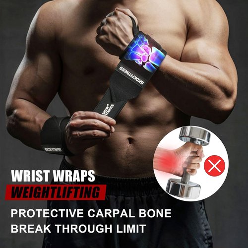 SKDK Wrist Wraps- Wrist Straps for Weightlifting with Thumb Loop,12" 18" 21" Professional Wrist Straps for Wrist Support,Powerlifting,Strength Training,Bodybuilding,Men & Women(Pair)