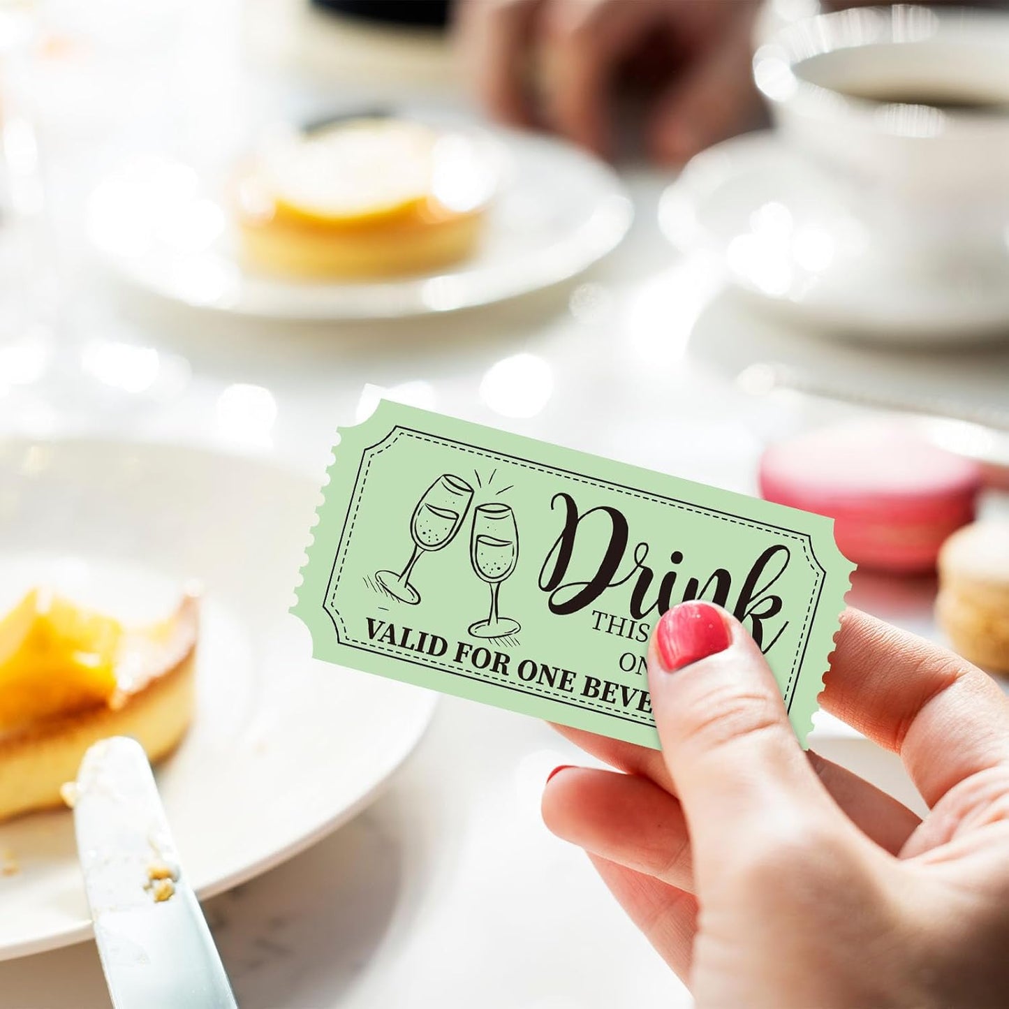 1000 Pcs Drink Ticket Single Raffle Tickets Roll Cocktail Design Free Drink Ticket for Events Wedding Work Formal Parties Leisure Class Reward