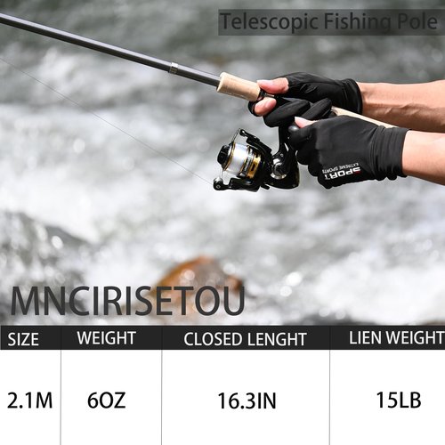 2PCS Fishing Pole Combo,Carbon Fiber Fishing Pole ,12 +1 Shielded Bearings Stainless Steel BB Spinning Reels Fishing Carrier Bag for Travel Saltwater Freshwater (6.9FT)