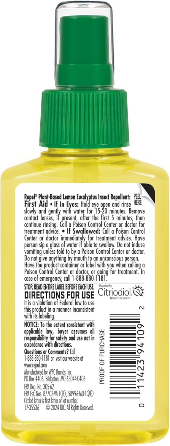 Plant-Based Lemon Eucalyptus Insect Repellent Spray - Mosquito Defense, 4 oz (Pack of 2)