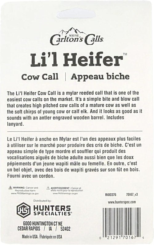 Li'l Heifer Cow Call by Hunters Specialties - Realistic Cow Moos & Bleats for Elk Hunting