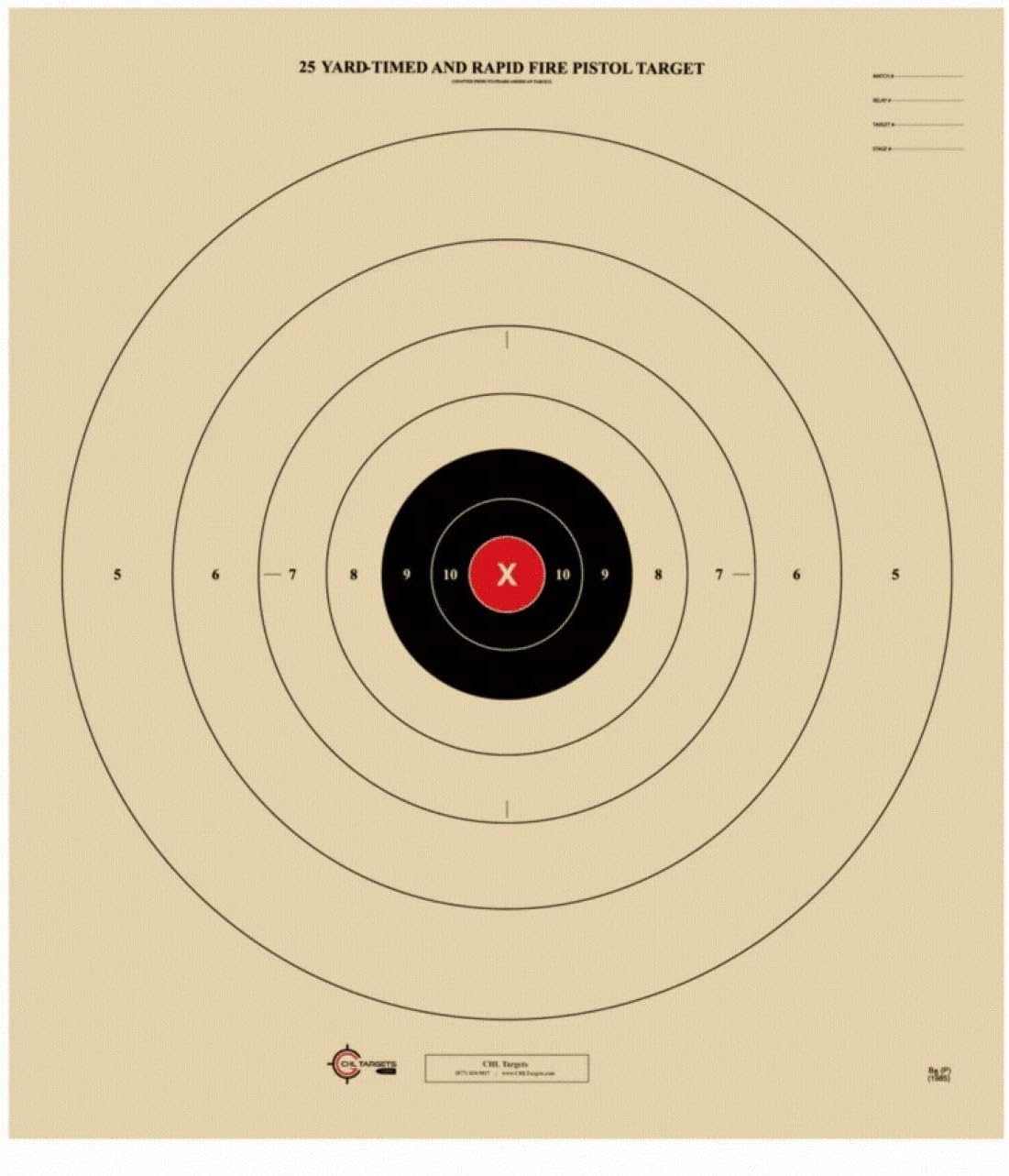25 Yard, Timed and Rapid Fire Target, Official B-8 NRA Target, 21" x 24"