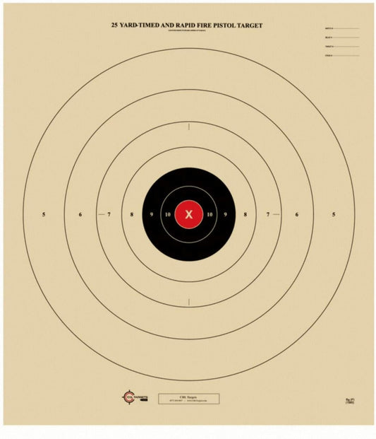 25 Yard, Timed and Rapid Fire Target, Official B-8 NRA Target, 21" x 24"