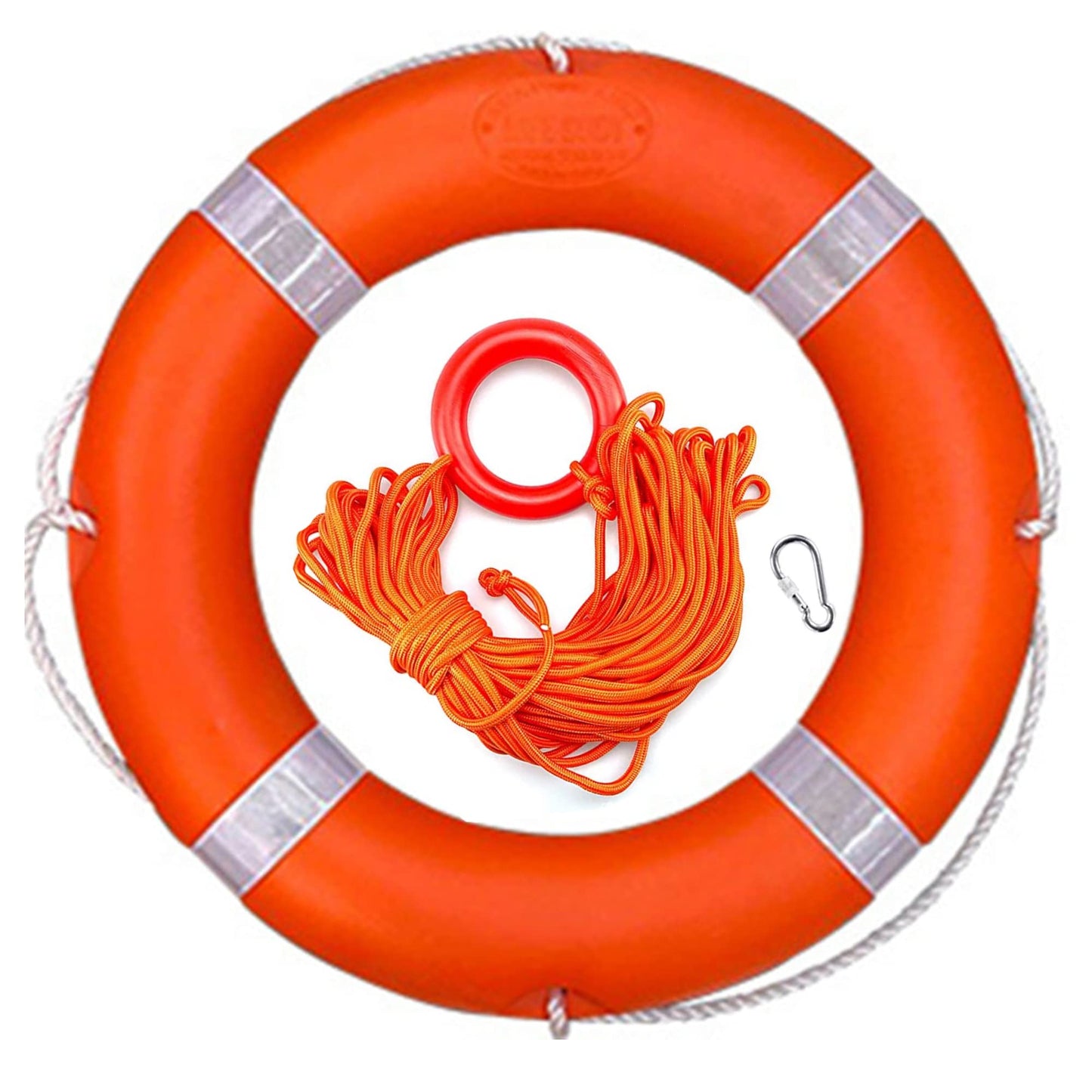Life Ring 28" Boat Throw Rings,Life Rings with Reflective Tape & Grab Lines, Orange Life Ring for Boats,Outdoor Professional Water Life Rings, with Orange Grab Lines (8mm×20m)