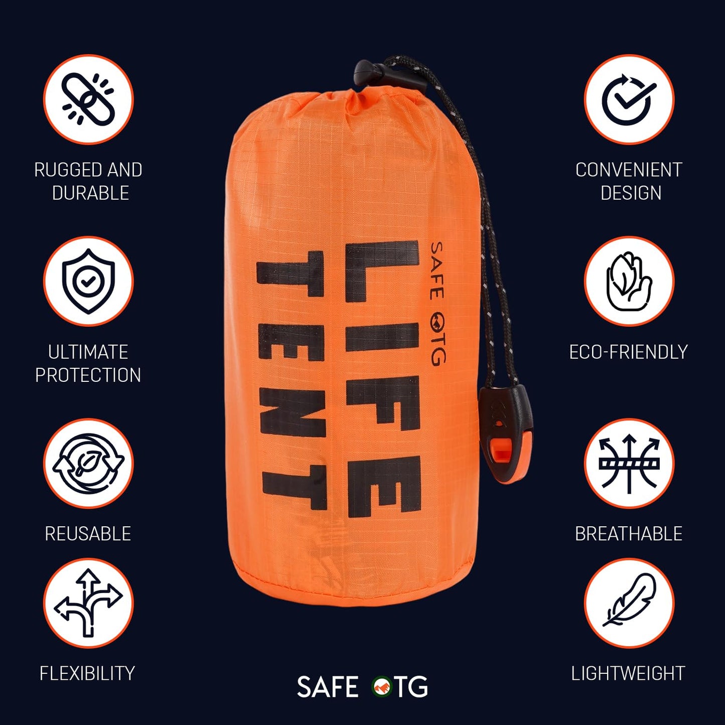 2 Emergency Survival Tent Life Shelter 2 Person Mylar Tube Tents Tarp with Whistle & Paracord Year-Round All Weather Protection for Car Outdoor Hiking Camping Gear Equipment