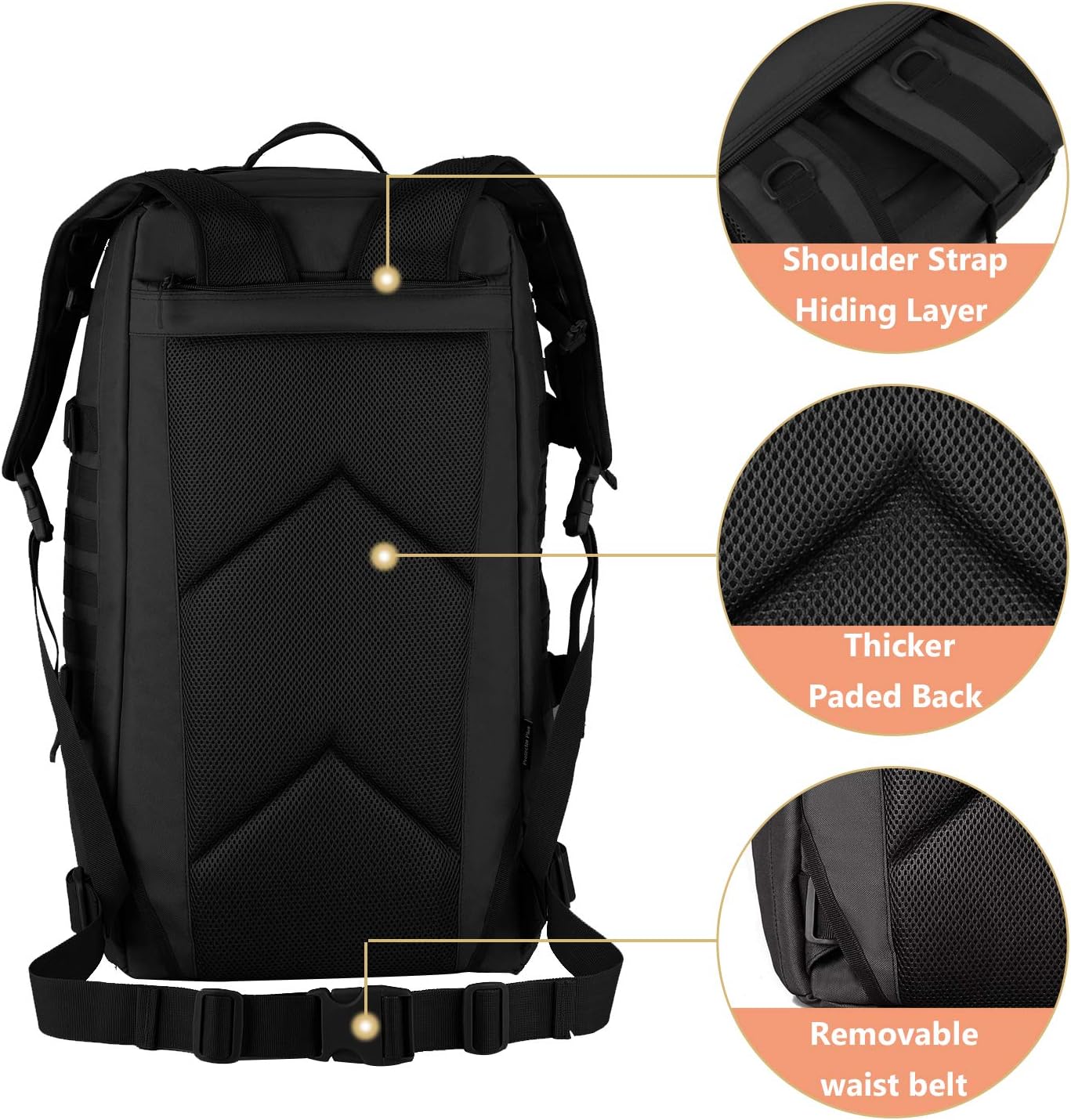 ArcEnCiel60L Outdoor Tactical Duffel Backpack Military Waterproof Suitcase Sport Luggage Hiking Camping Bag(Rain Cover+Patch)