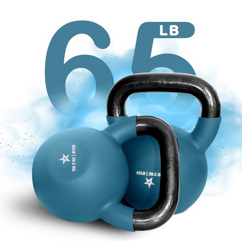 Yes4All Neoprene Coated & Kettlebell Sets - Hand Weights for Home Gym & Dumbbell Weight Set Training - Dark Blue - 65 lbs