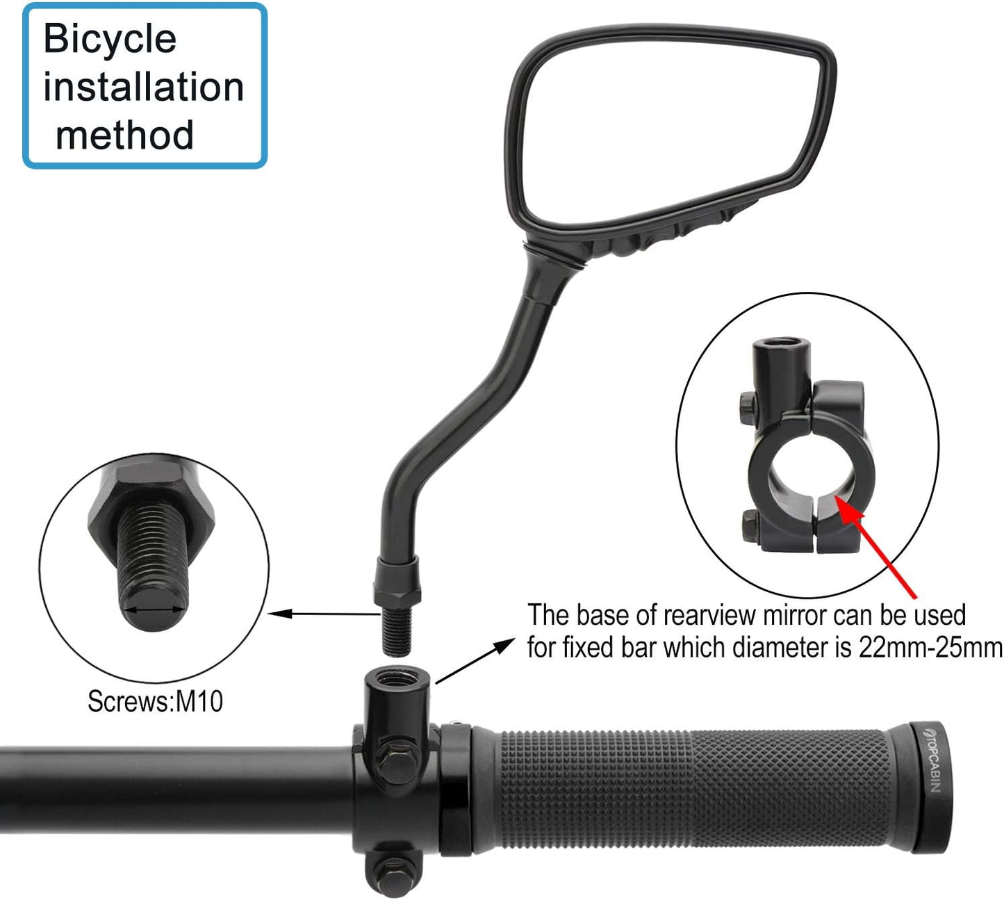 1 Pair Bicycle Mirror,Big View Bike Rear View Mirror Blindsight Multi Angle Adjustable Bike Mirror Billet Aluminum Chrome Plated Outside Skull Claw Style Also suitable for motorcycle mirror