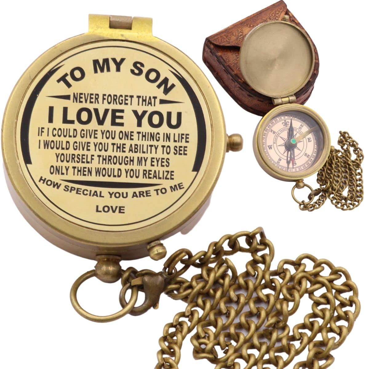 Engraved Dad to Son Compass - I Love You Gift for Son's Birthday, Graduation, or Confirmation
