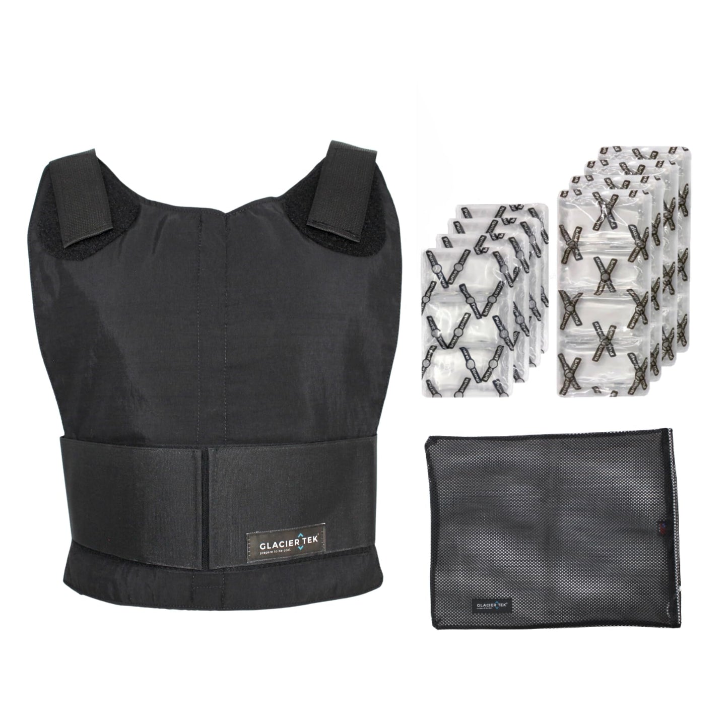 Glacier Tek Concealable Cooling Vest, 59 Degrees for 2.5 hours 8 Cool Packs, recharge in 30 minutes