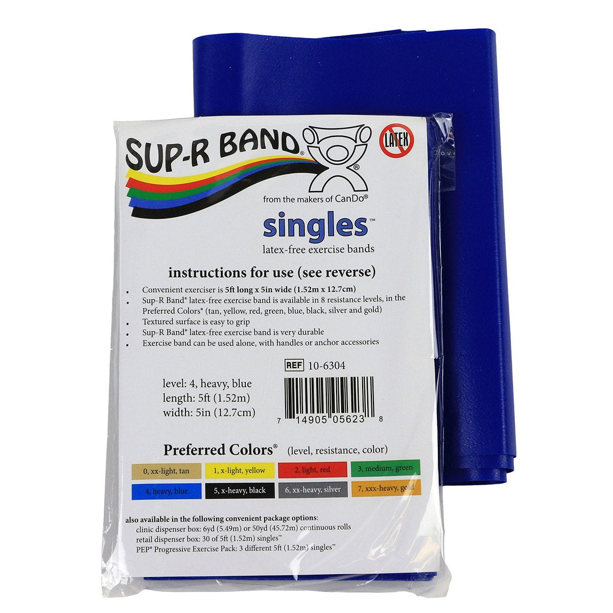 CanDo 10-6323 Sup-R Latex Free Exercise Band, 50yds Length, Green-Medium