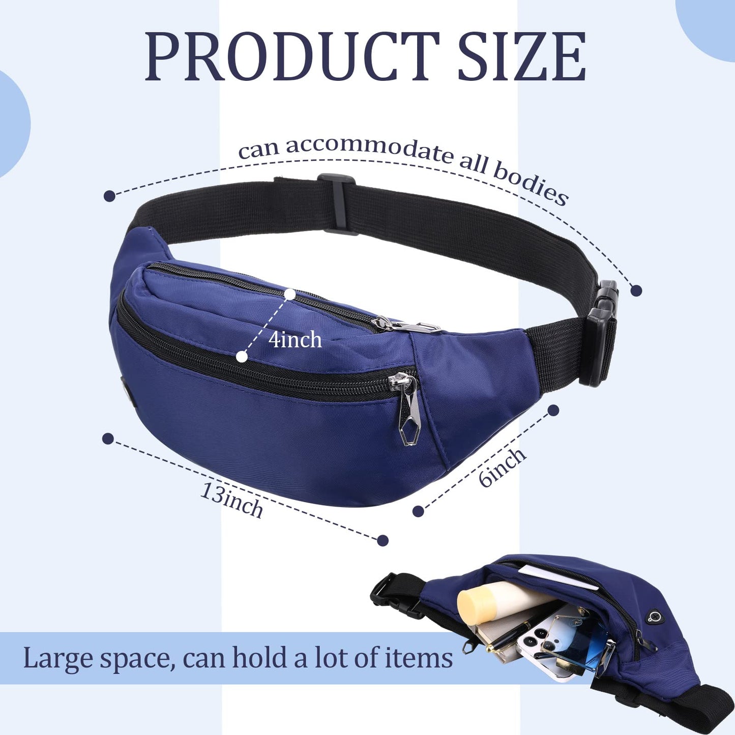16 Pcs Fanny Packs for Men Women Colorful Waist Pack Bags with Headphone Jack Waterproof Crossbody Waist Bag Adjustable Strap Waist Pouch Bag for Running Travel Cycling Hiking Workout Casual Rave
