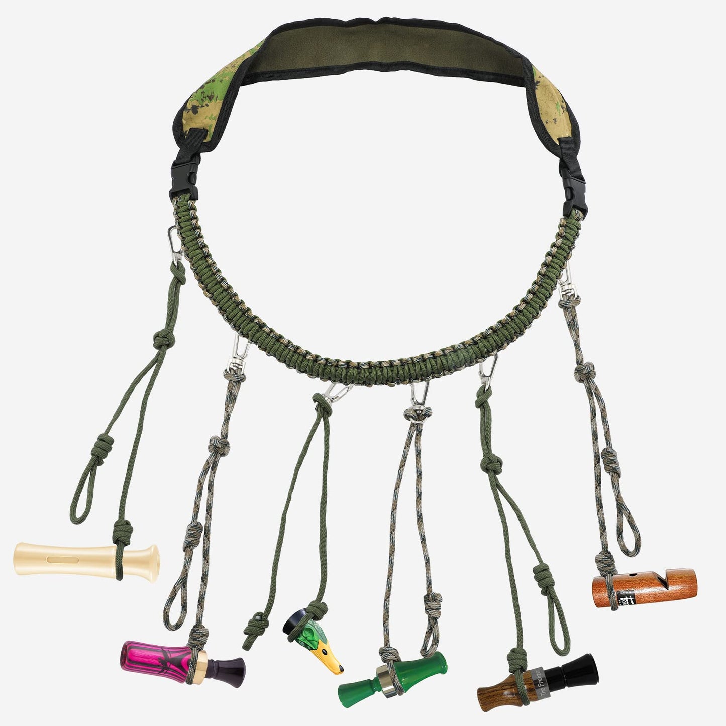 iHoven Military Grade Duck Call Lanyard - 550LB Paracord with 12 Adjustable Loops for Goose Calls, Predator Calls, Deer Calls & Dog Whistles | Perfect Hunting Accessory