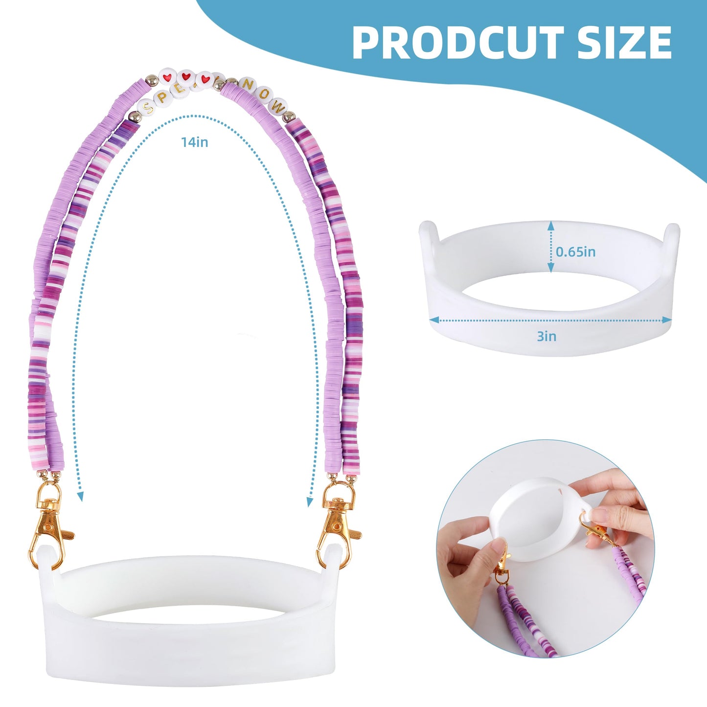 3pcs Water Bottle Holder with Strap, Pink, Purple, Hot Pink Cup Accessories 30oz 40oz 20oz, Cup Holder with Strap Compatible with Cup Accessories