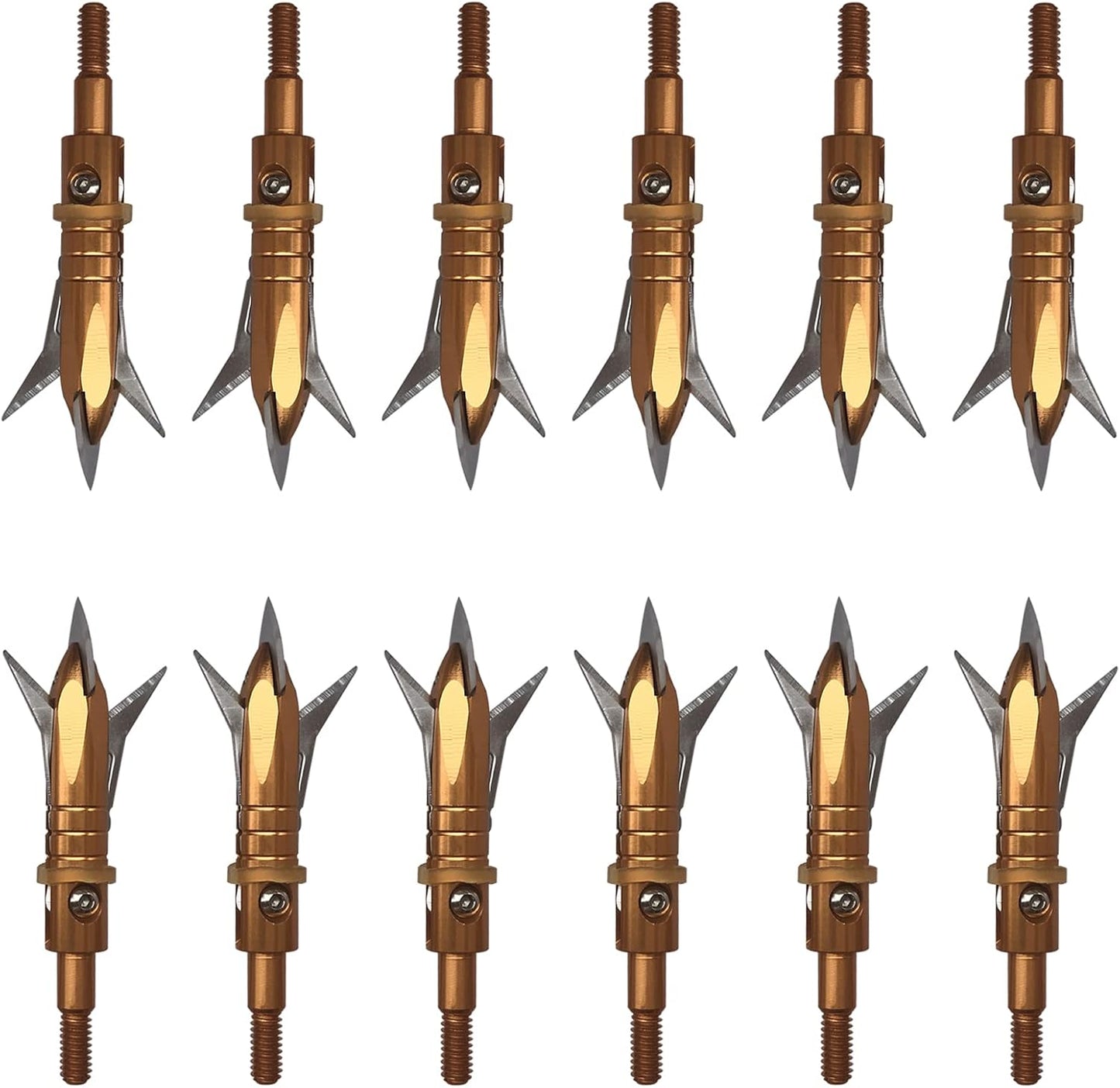 12pcs Hunting Broadheads 100 Grain Archery Broadheads 420 Stainless Steel Higher Hardness 2-Blades + 1 pc Broadhead Case for Arrowheads