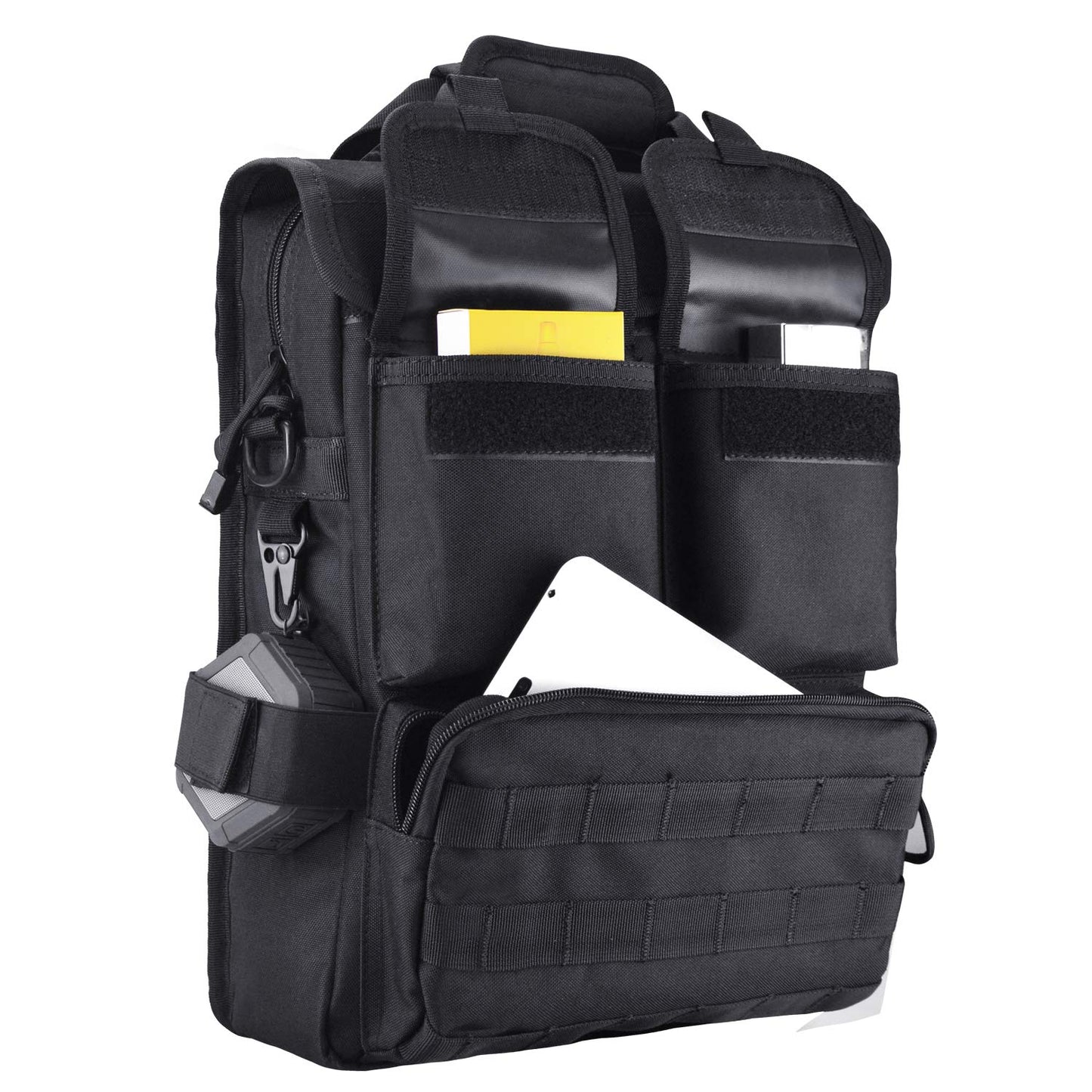 FRTKK Tactical Messenger Bag Military MOLLE Sling Shoulder Pack Briefcase Laptop Assault Gear Handbags Utility Carry Satchel (Black, 15.6 inch)