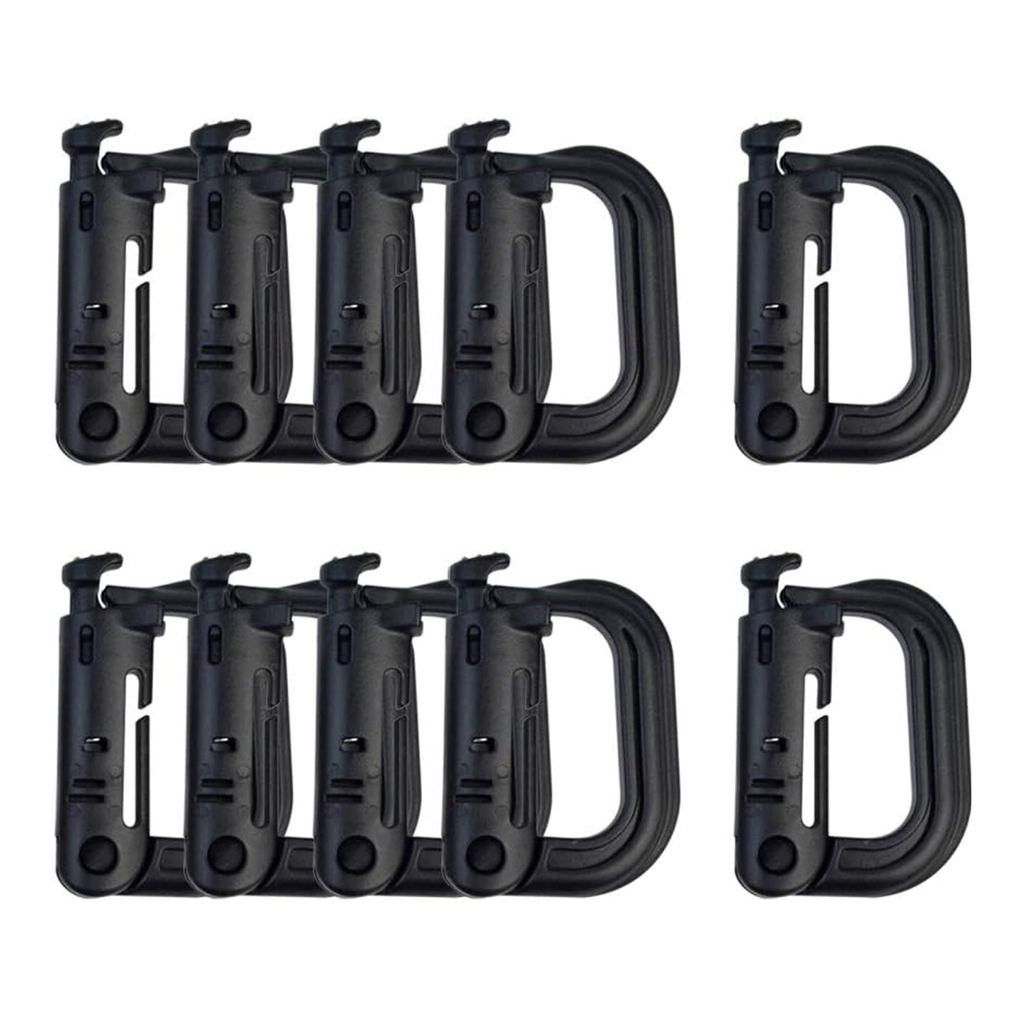 10 Pcs Multipurpose D-Ring Grimlock Locking Hanging Hook Tactical Link Snap Keychain for Molle Webbing