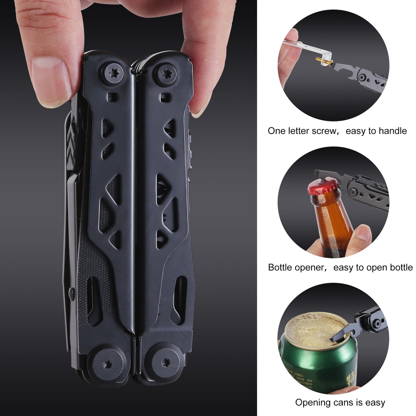28-in-1 Multitool Pliers, Stainless Steel Multi Tool with Pocket Clip, Self-Locking, Replaceable Wire Cutters, and Precision Screwdriver, Foldable EDC Multi-Tool for Outdoor, Repair, Camping, Hiking